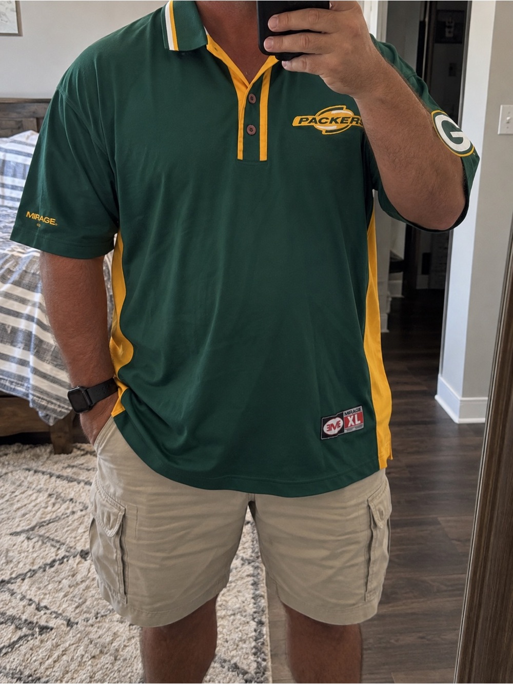 Men’s Mirage NFL Green Bay Packers Vintage Polo T Shirt XL